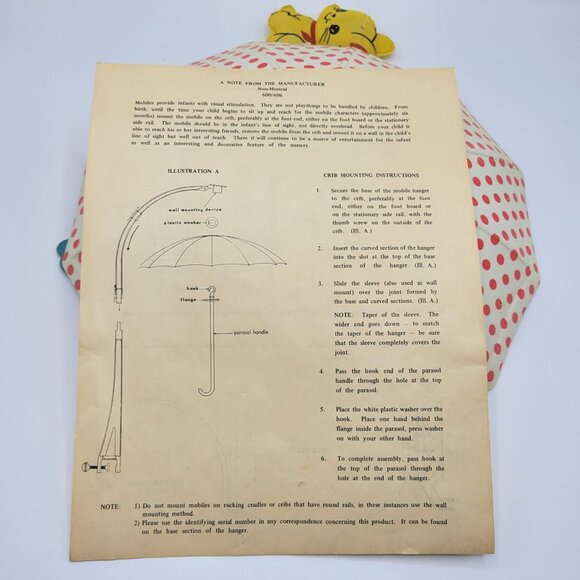 Vintage 1960's Dolly Toy Nursery Baby Crib Mobile In Box W/ Animals Non-Musical - Picture 4 of 16